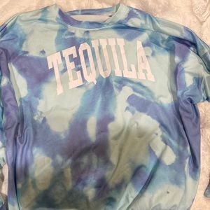 Tequila blue tie dyed top